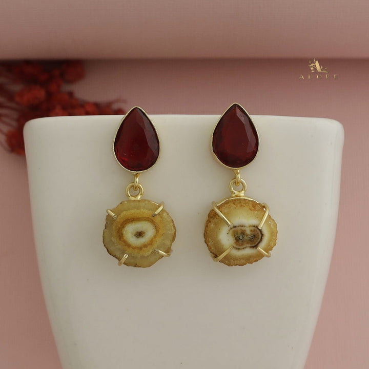 Tena Glossy Drop + Solar Agate Earring