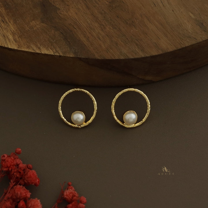 Pearly Kemia Textured Circle Choker / Short Neckpiece With Earring
