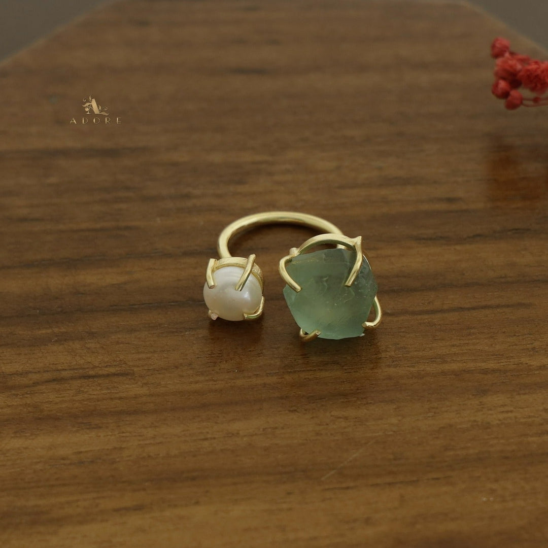 Eza Raw Stone Plus Pearl Ring (Colour Option)