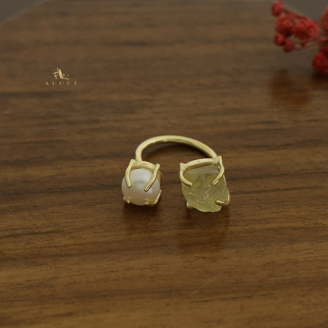 Eza Raw Stone Plus Pearl Ring (Colour Option)