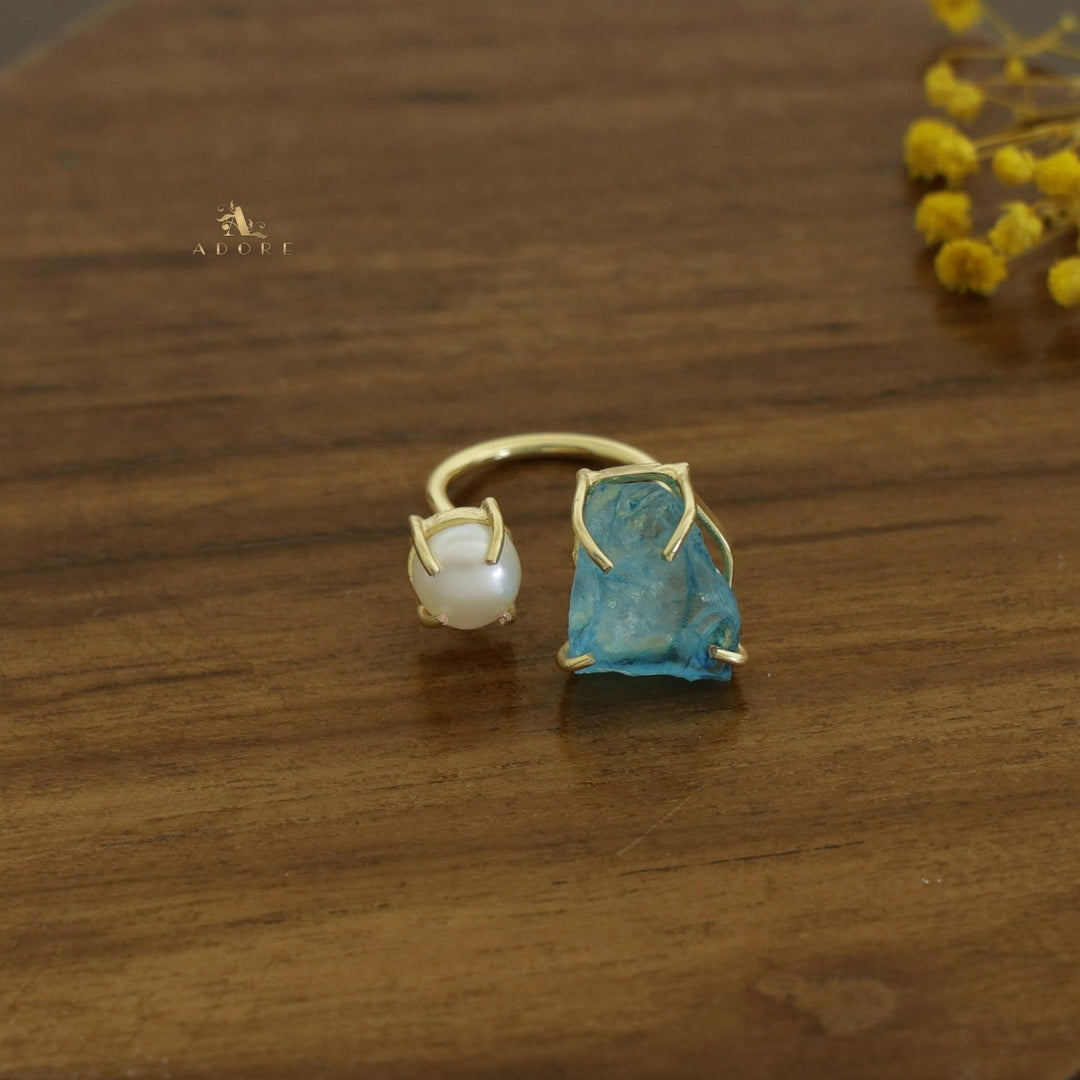 Eza Dyed Stone Plus Pearl Ring