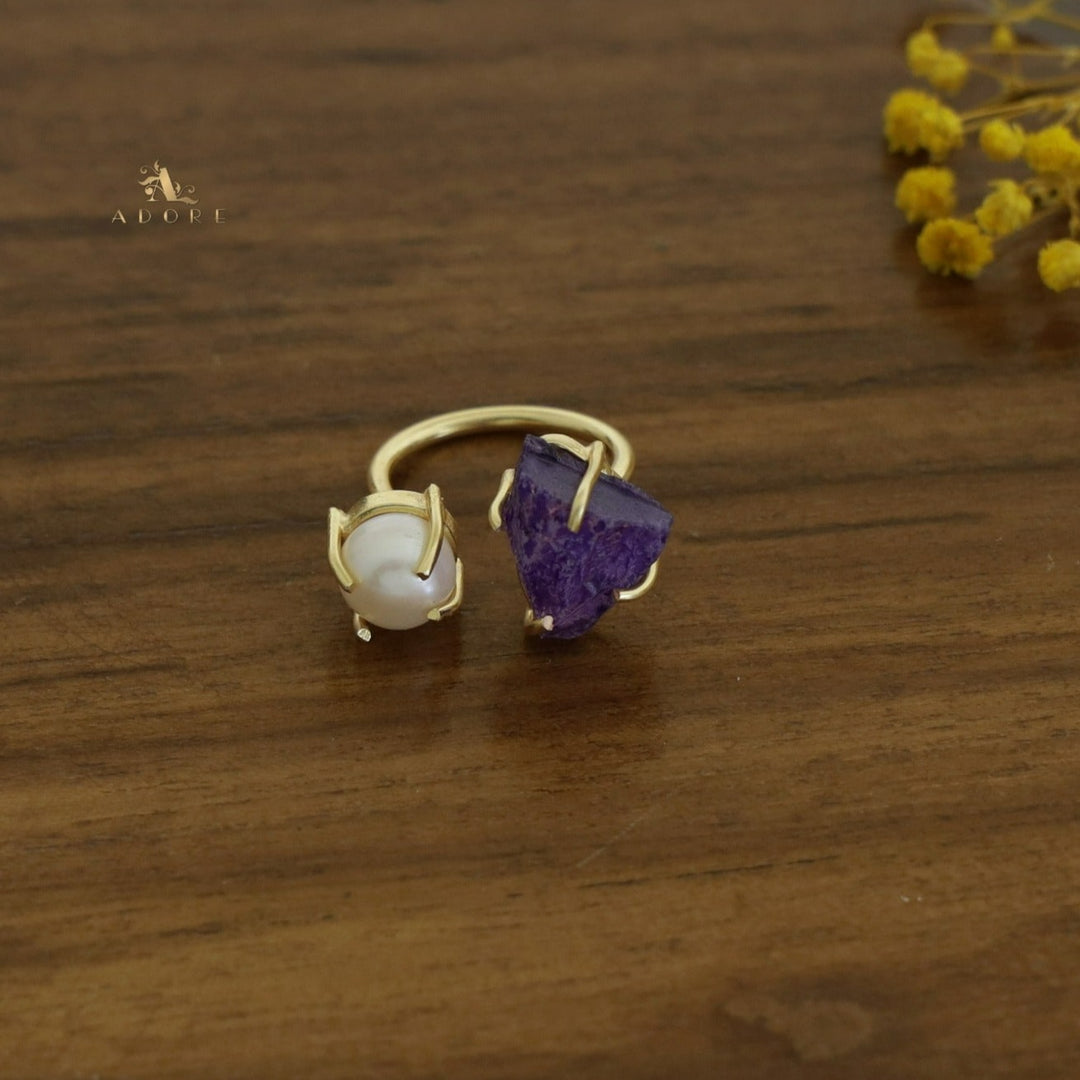 Eza Dyed Stone Plus Pearl Ring