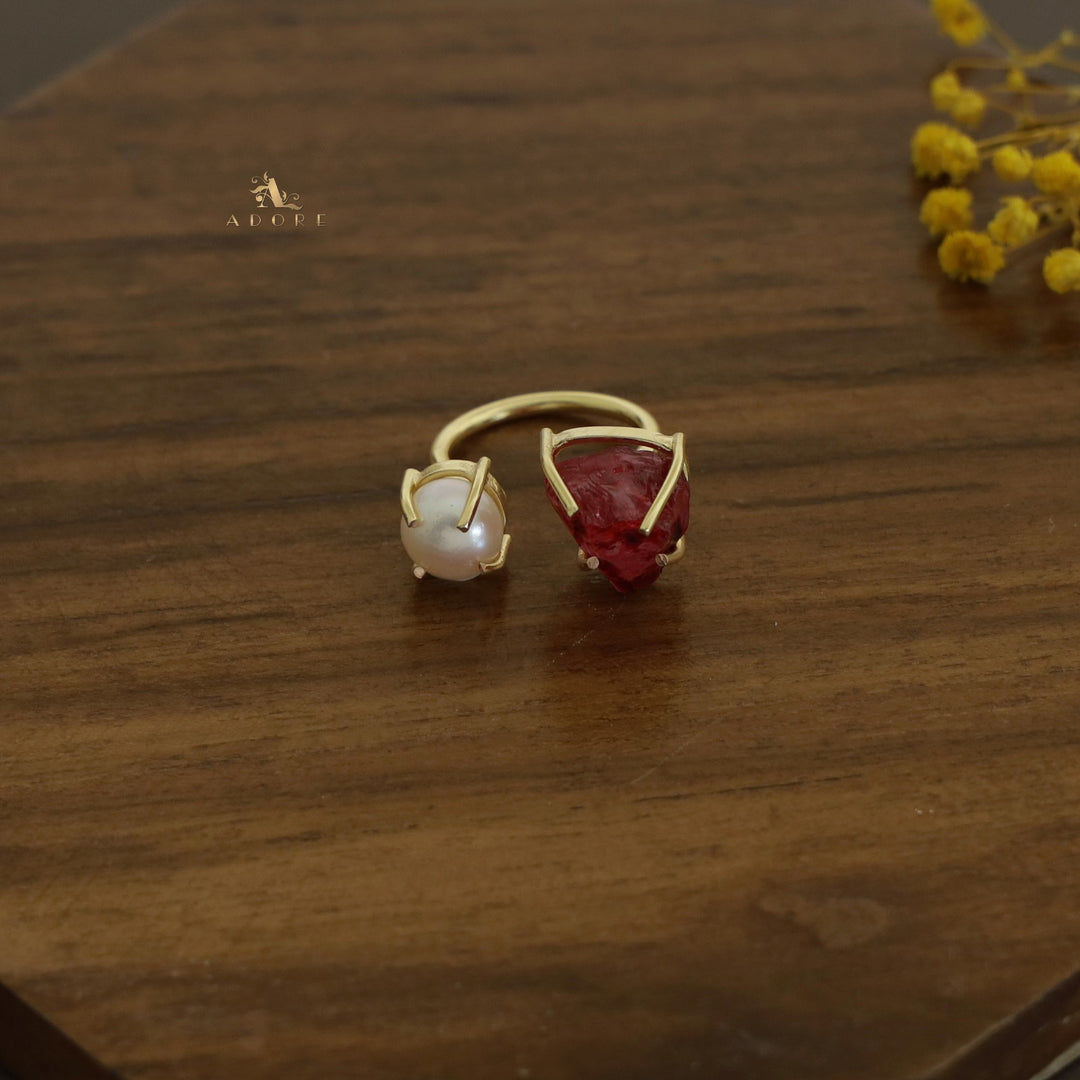 Eza Dyed Stone Plus Pearl Ring