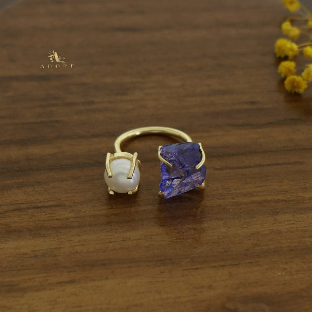 Eza Dyed Stone Plus Pearl Ring