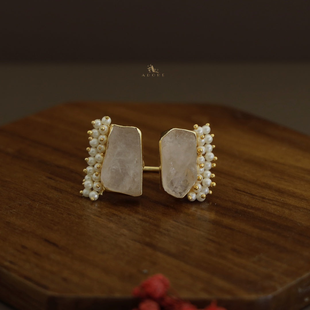 Heidi Raw Stone Cluster Pearl Ring