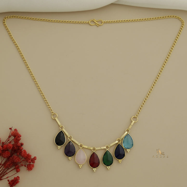 Rainbow Chainy Glossy Drops Neckpiece