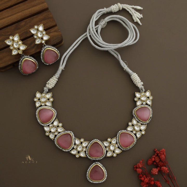 Thelima Dual Tone Kundan Neckpiece With Earring