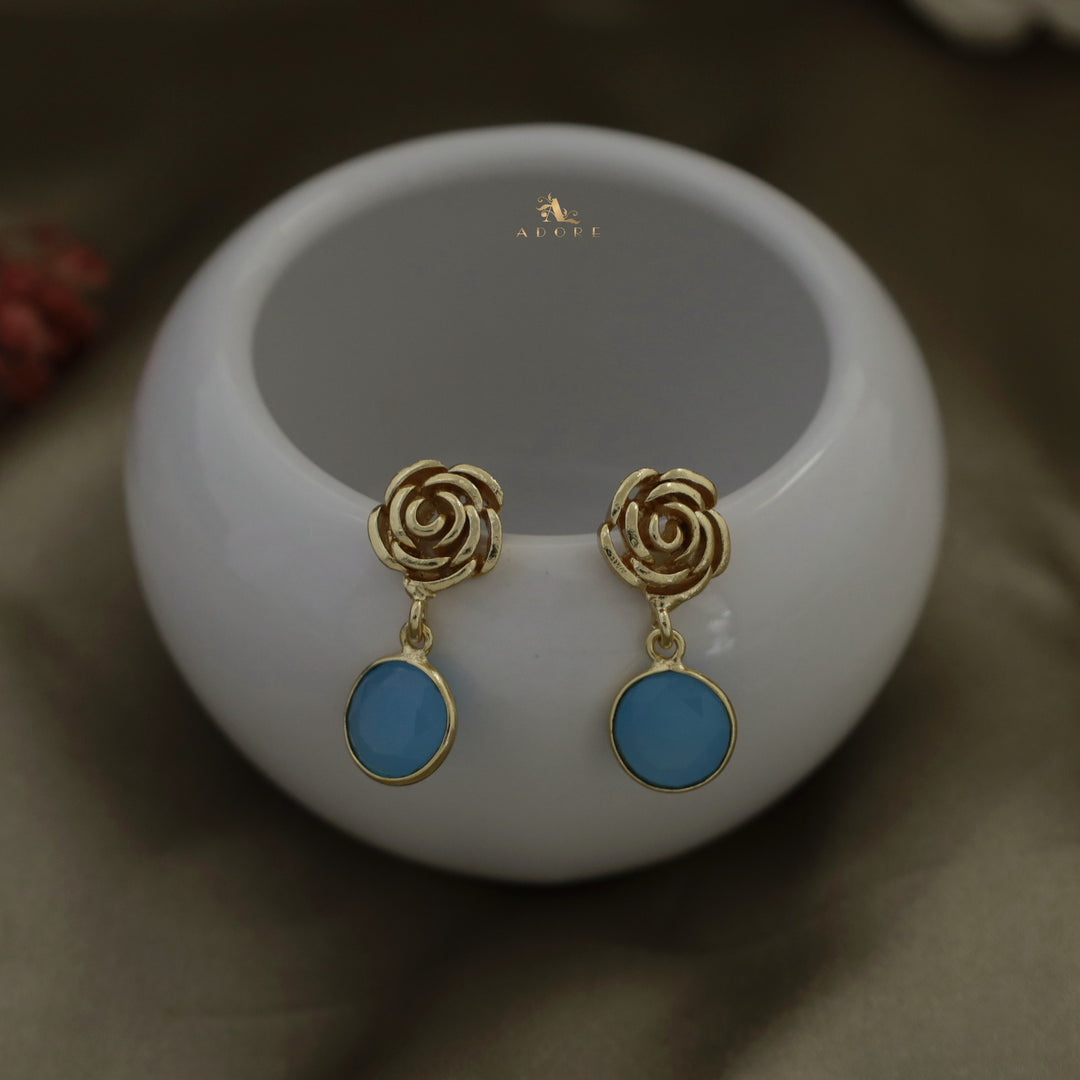 ROSETTE ROUND GLOSSY EARRING