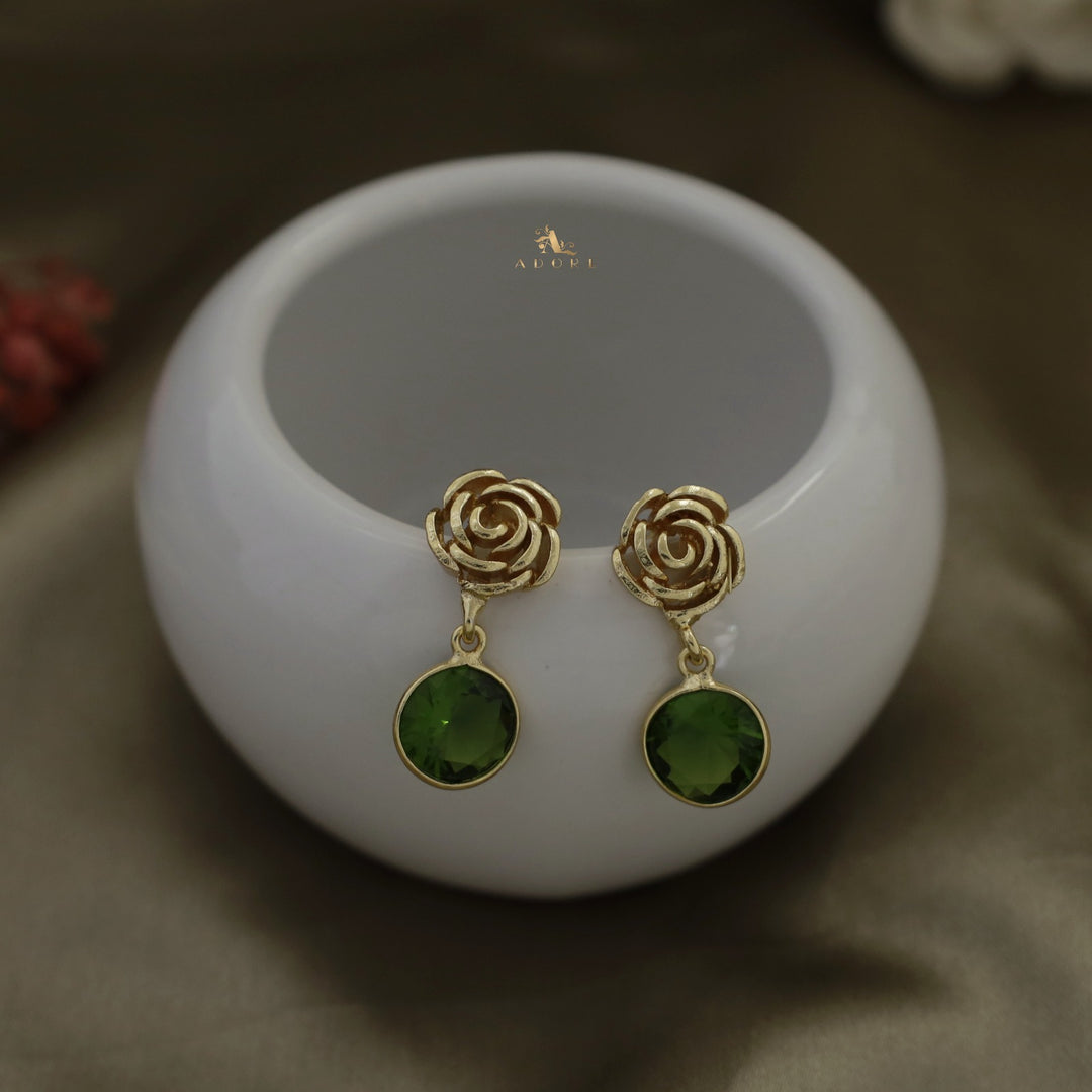 ROSETTE ROUND GLOSSY EARRING