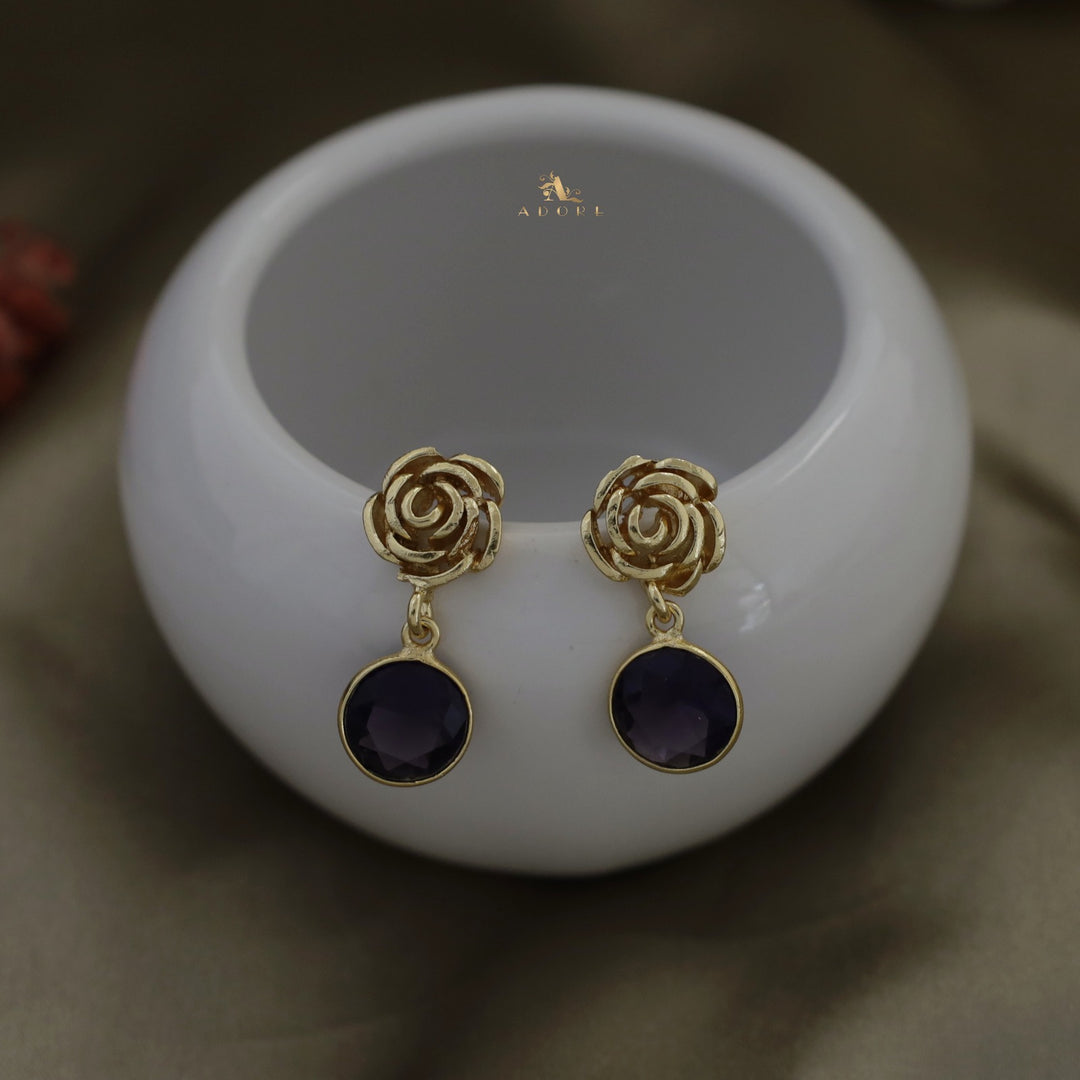 ROSETTE ROUND GLOSSY EARRING