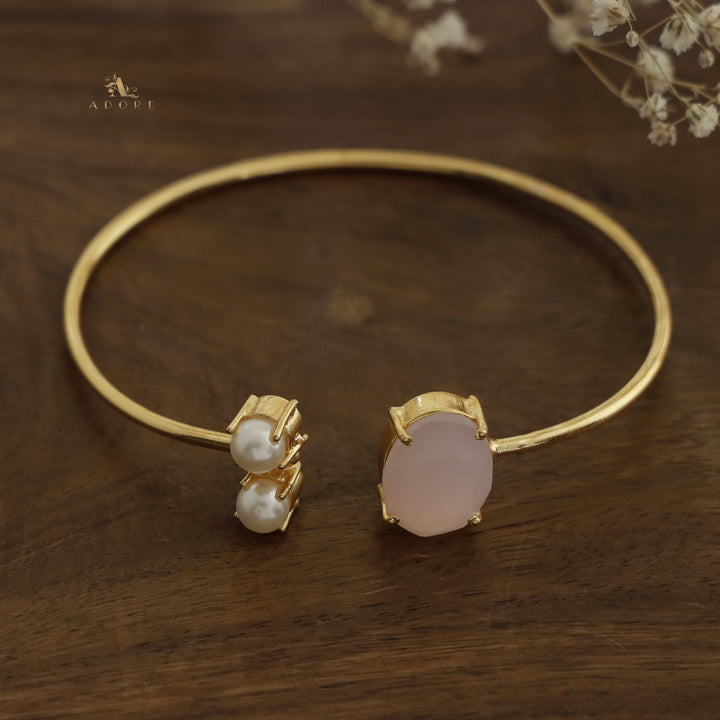 Glossy Ilana Oval + Dual Round Stone Bangle