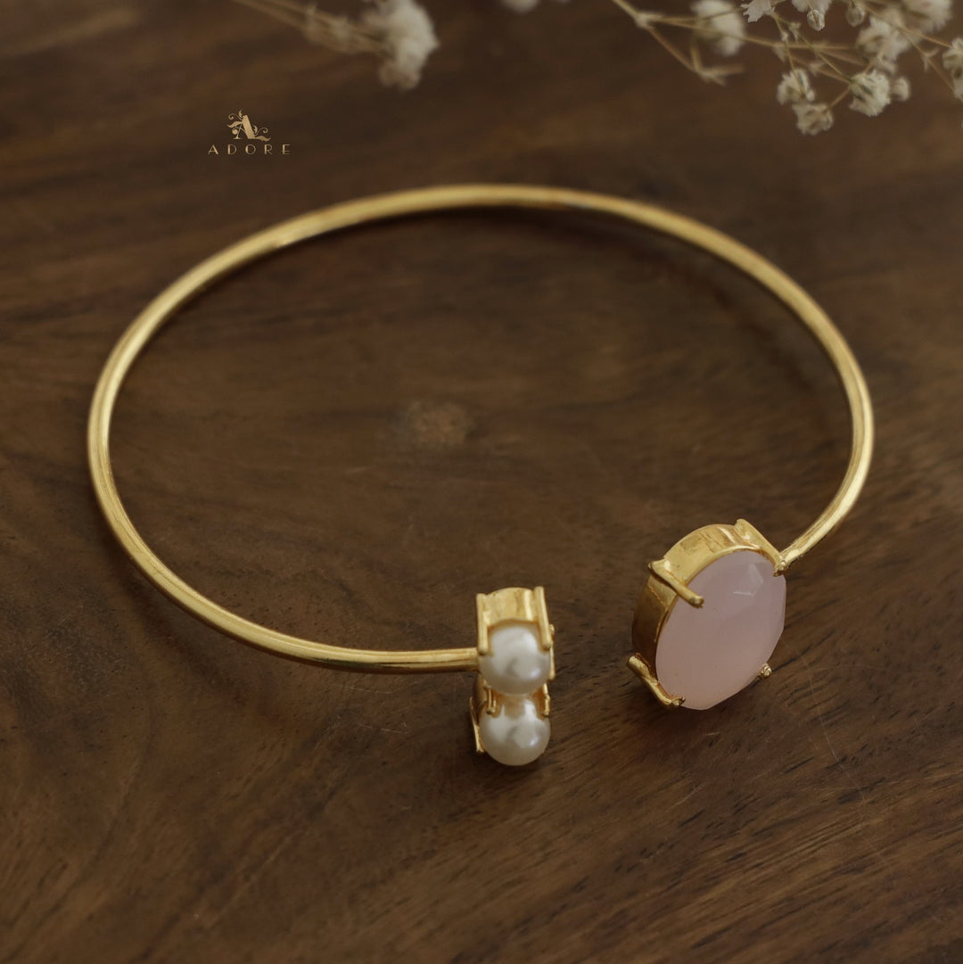 Glossy Ilana Oval + Dual Round Stone Bangle