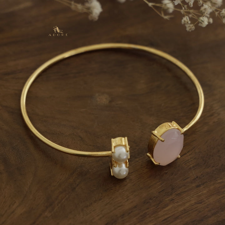 Glossy Ilana Oval + Dual Round Stone Bangle