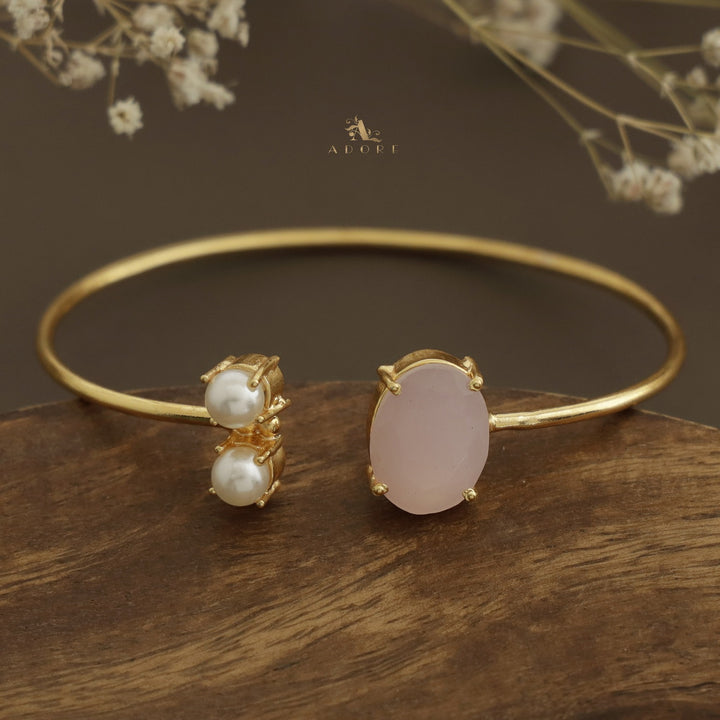 Glossy Ilana Oval + Dual Round Stone Bangle