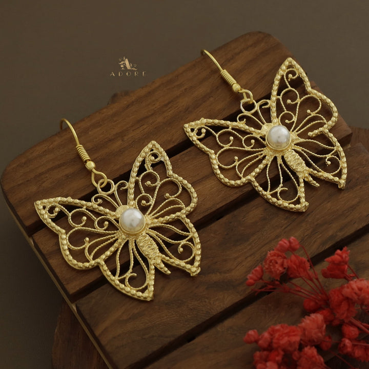 Adonis Golden Butterfly Pearl Drop