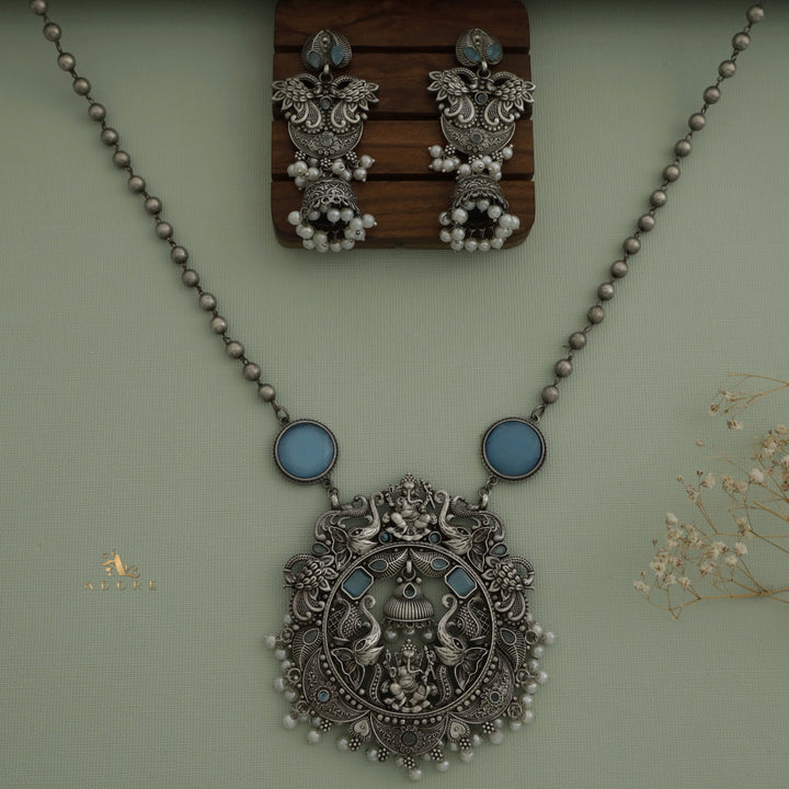 Navika Ganesha Antique Neckpiece With Earring