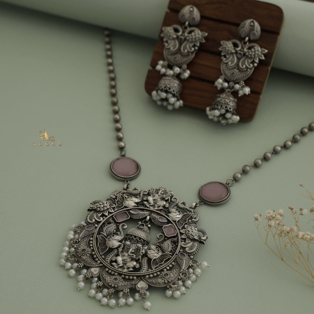 Navika Ganesha Antique Neckpiece With Earring