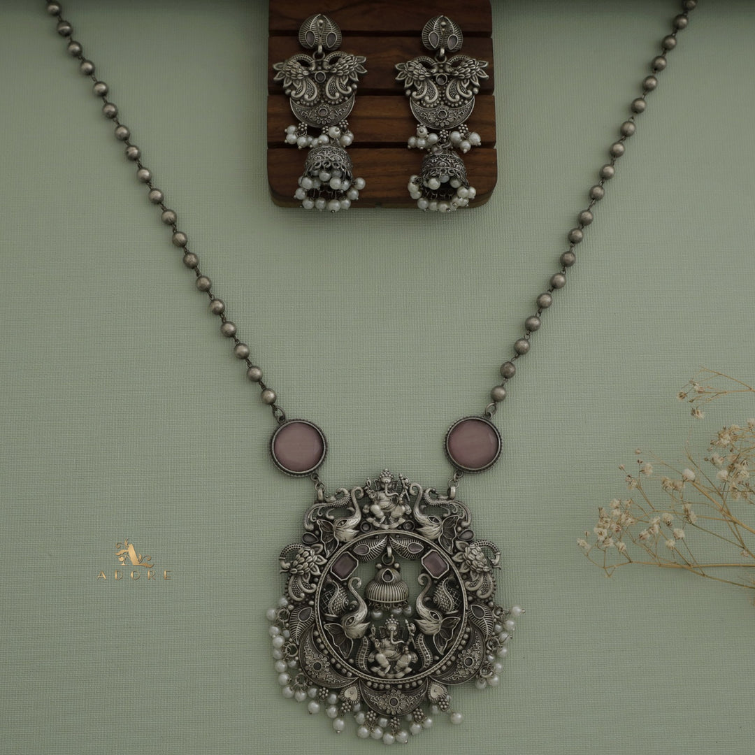 Navika Ganesha Antique Neckpiece With Earring