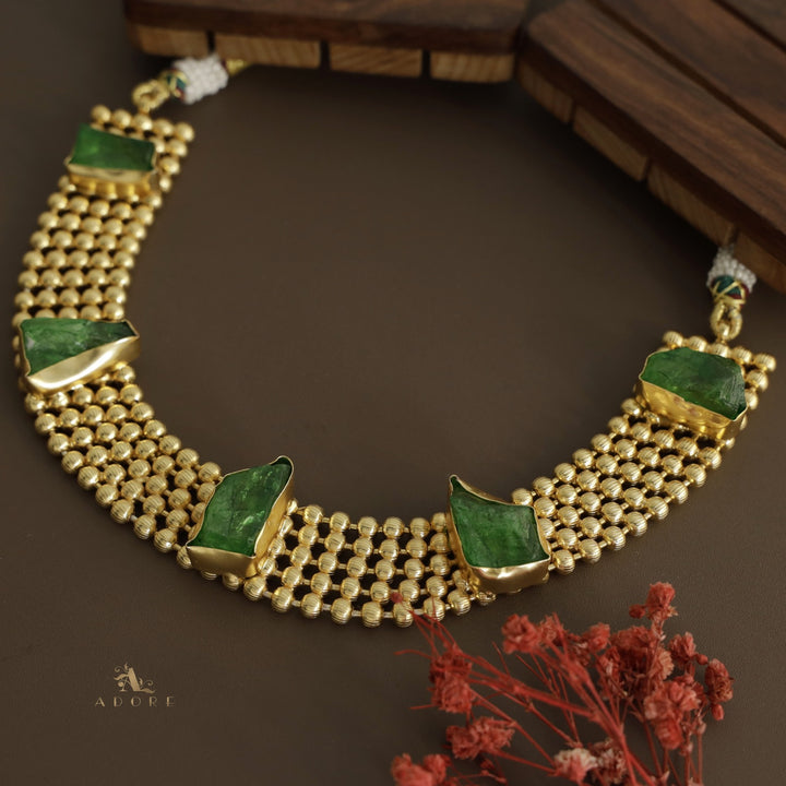 Golden Odelia Dyed Stone Short Neckpiece / Choker