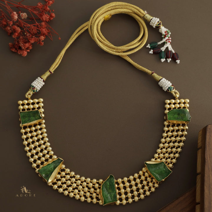 Golden Odelia Dyed Stone Short Neckpiece / Choker