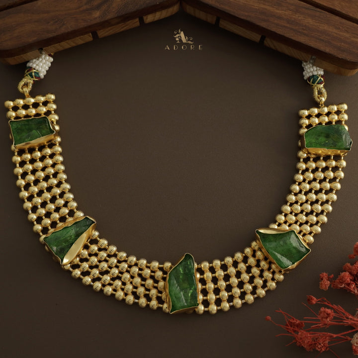 Golden Odelia Dyed Stone Short Neckpiece / Choker