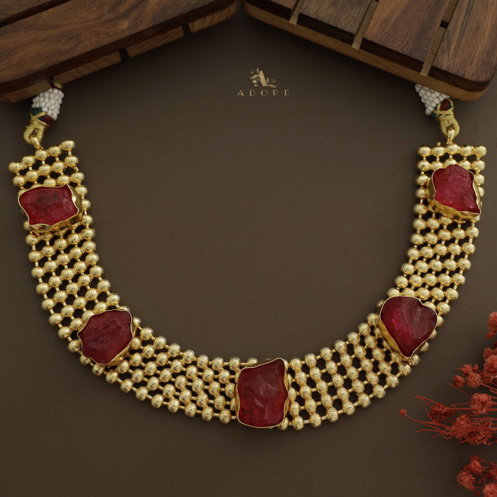 Golden Odelia Dyed Stone Short Neckpiece / Choker