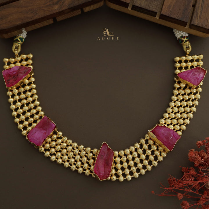 Golden Odelia Dyed Stone Short Neckpiece / Choker