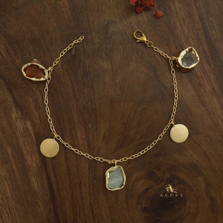 Lyricsa Raw Stone Coin Bracelet