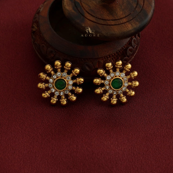 Surya Chakra 3 Layer Gold Ball Choker With Earring