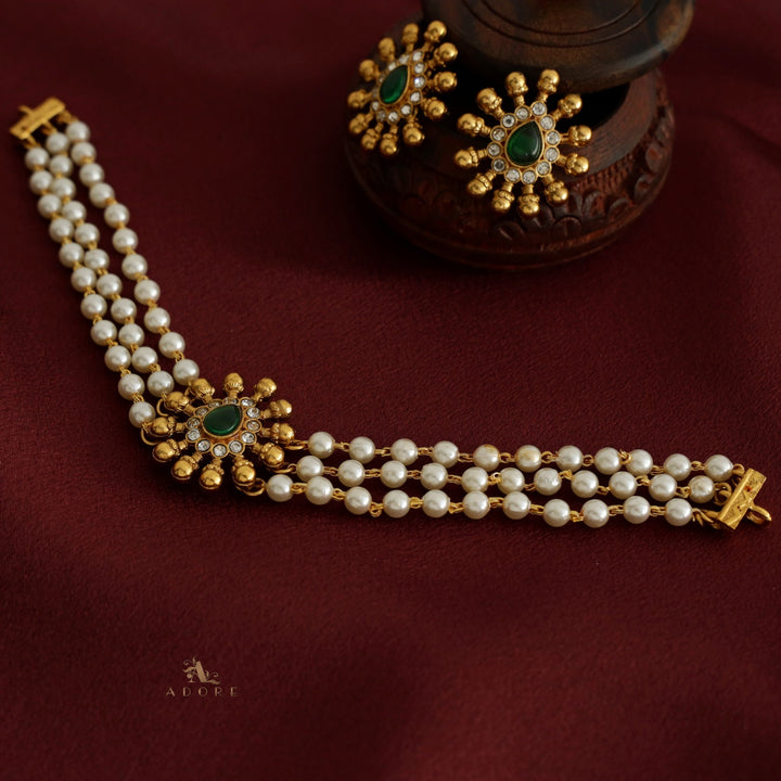 Charuvarsh 3 Layer Pearl Choker With Earring