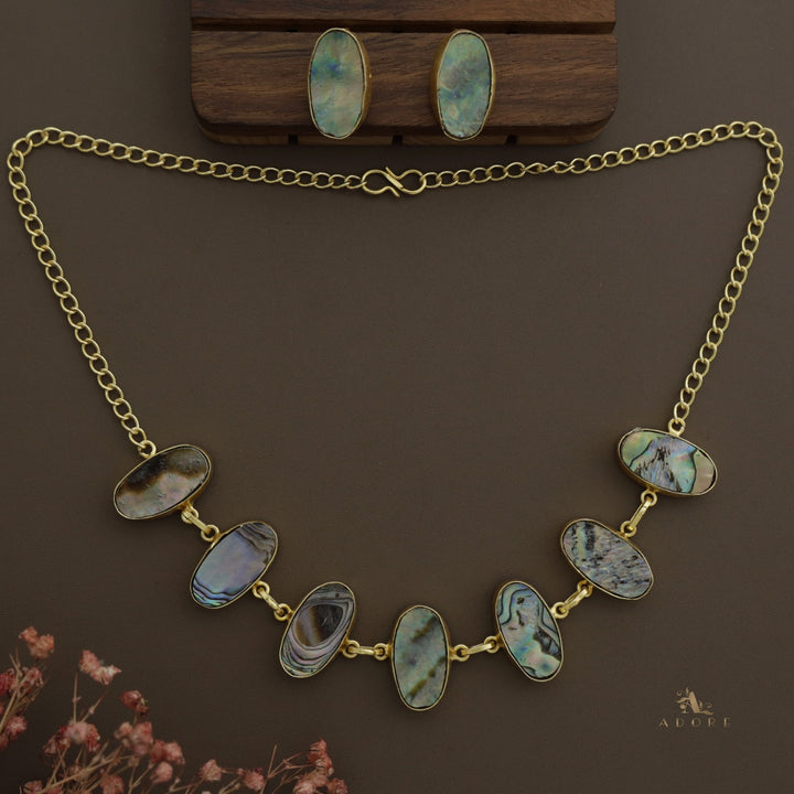 Alessandra Abalone Oval Choker With Earring
