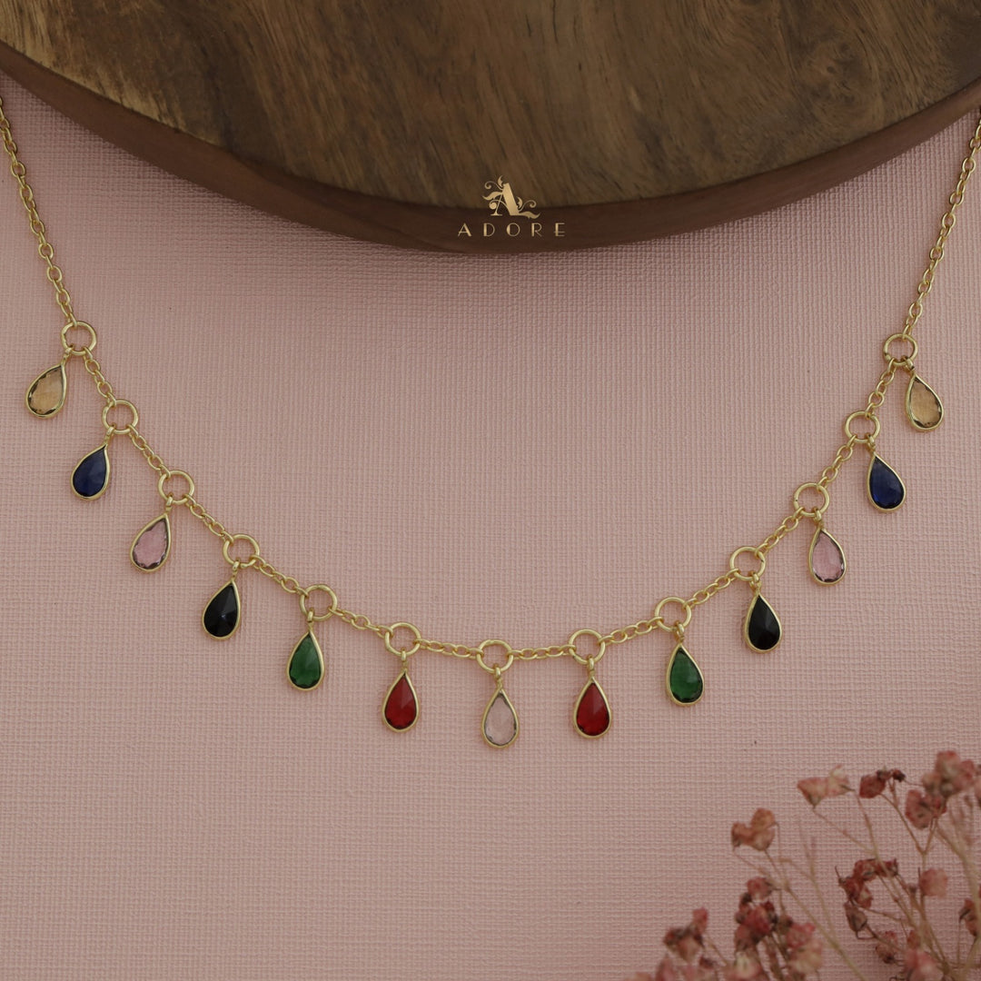 Multicolour Izora Glossy Rain Drops Neckpiece
