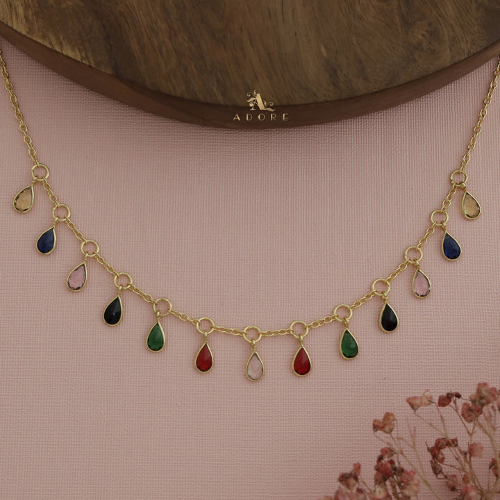 Multicolour Izora Glossy Rain Drops Neckpiece