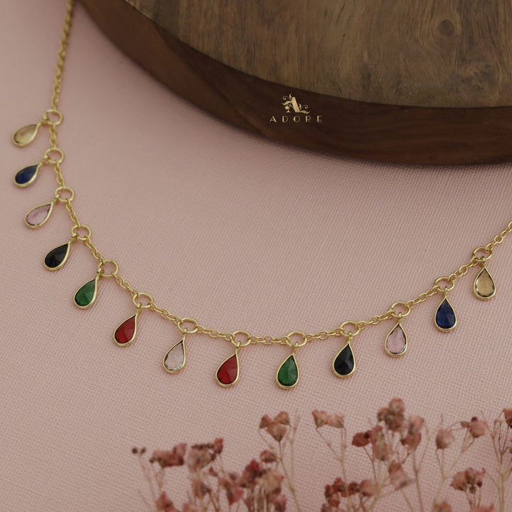 Multicolour Izora Glossy Rain Drops Neckpiece