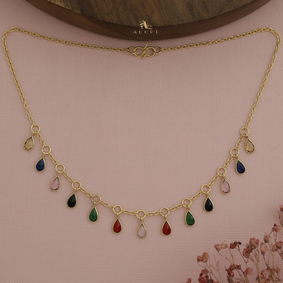Multicolour Izora Glossy Rain Drops Neckpiece