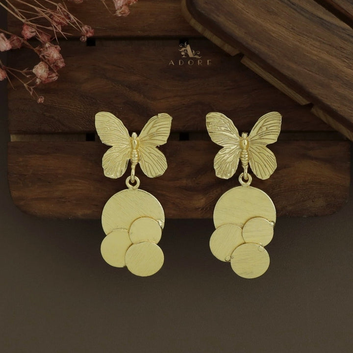 Golden Papillio Drop Circles Earring