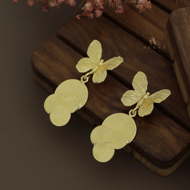 Golden Papillio Drop Circles Earring