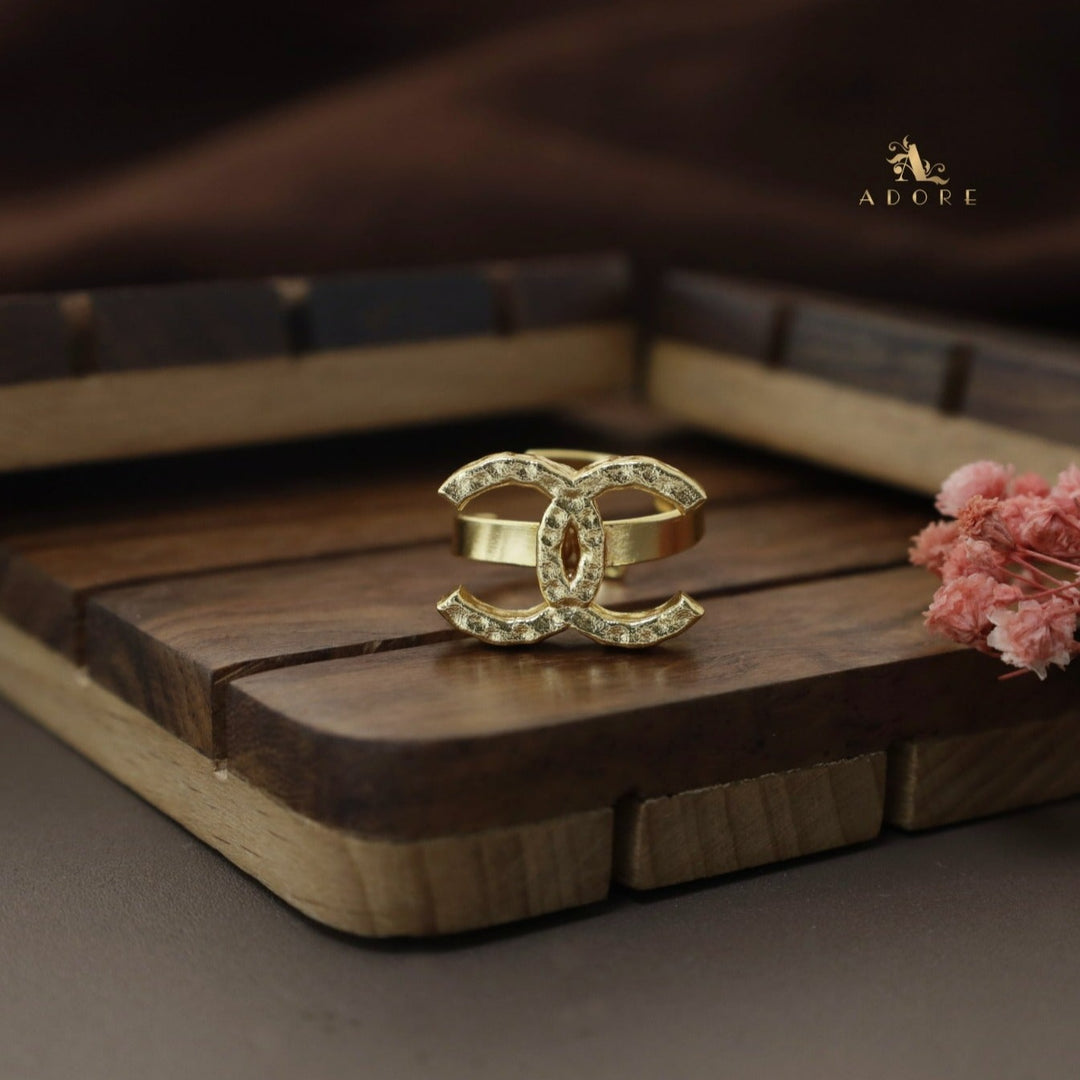 Golden Hammered Dual C Ring