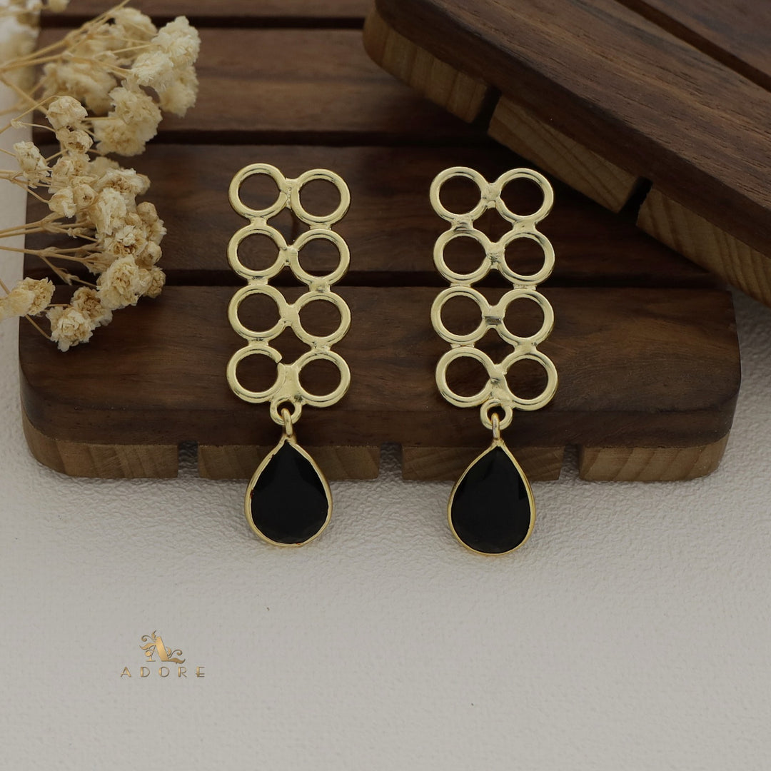 Mehnaz Golden Circles Glossy Drop Earring