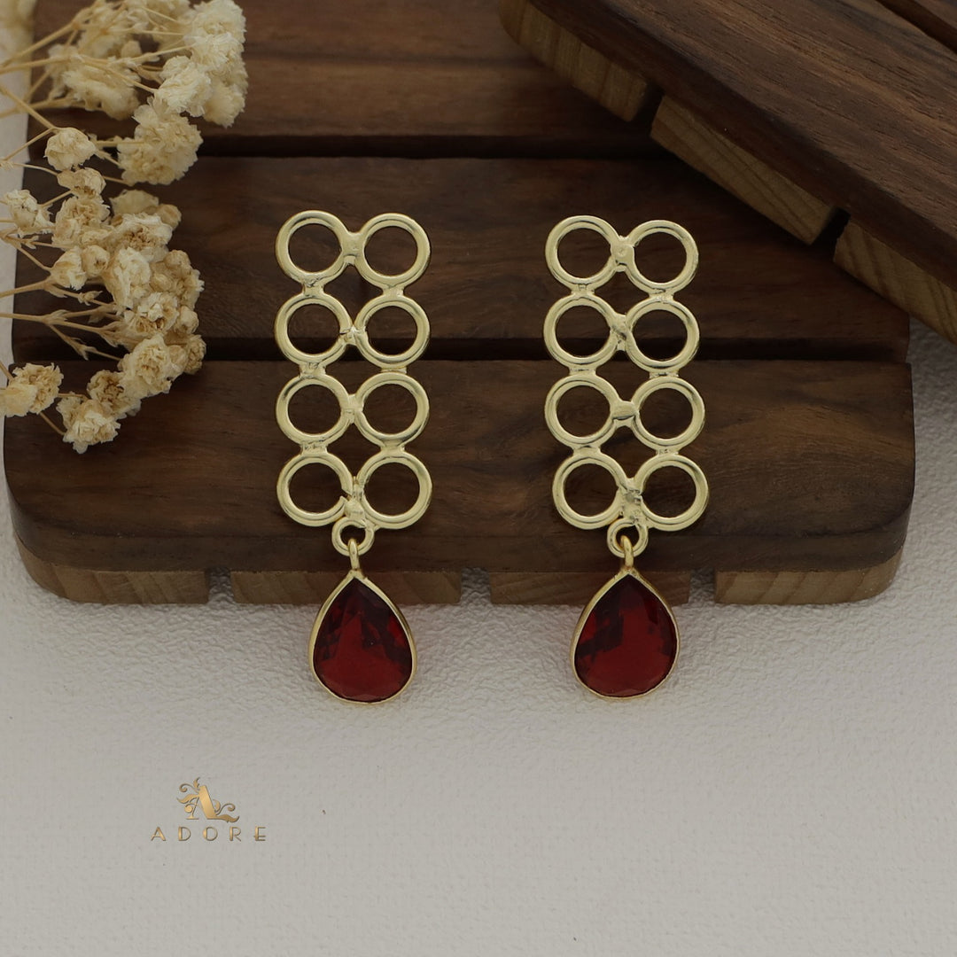 Mehnaz Golden Circles Glossy Drop Earring