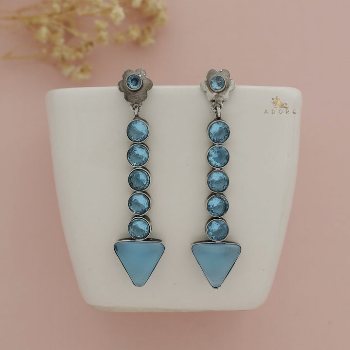 Silver Glossy Flower Arrow Earring