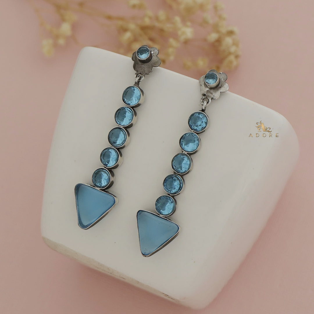 Silver Glossy Flower Arrow Earring