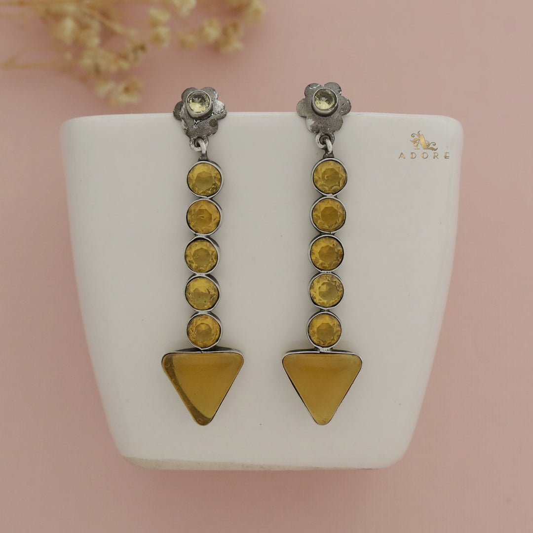Silver Glossy Flower Arrow Earring