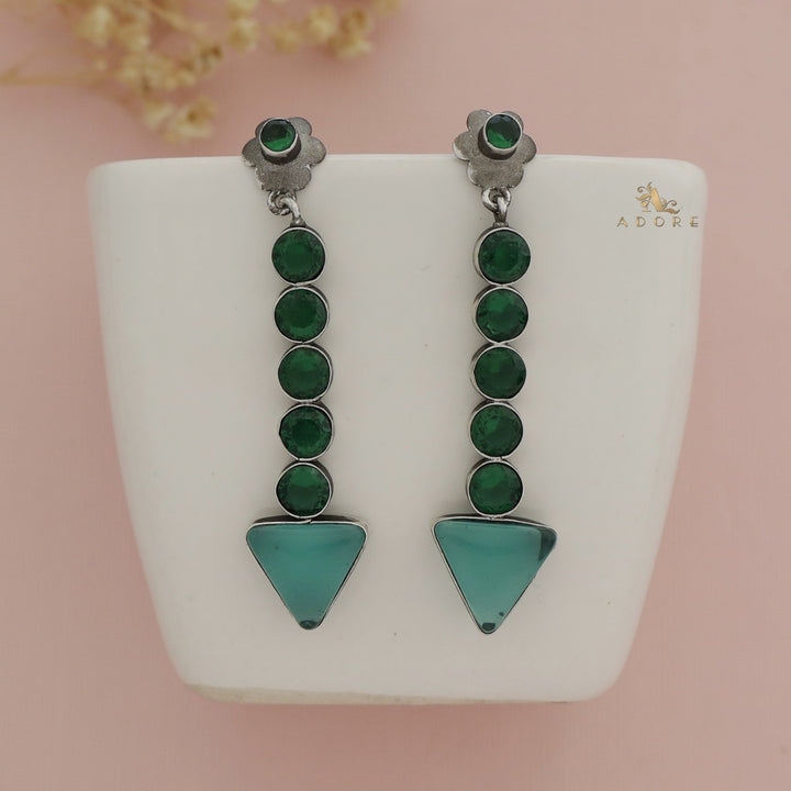Silver Glossy Flower Arrow Earring