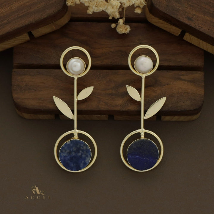 Baroque Leafy Raw Stone Pendulum Earring