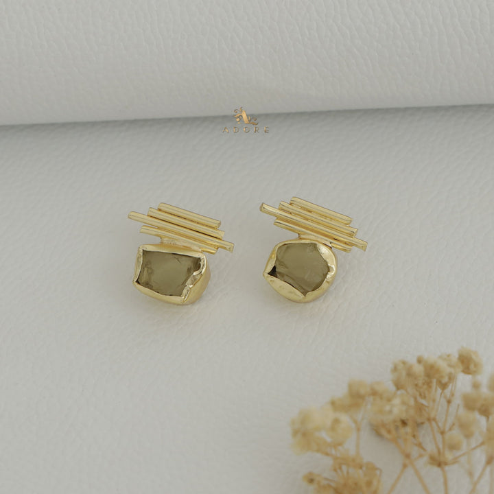Sticky Lines Raw Stone Earring