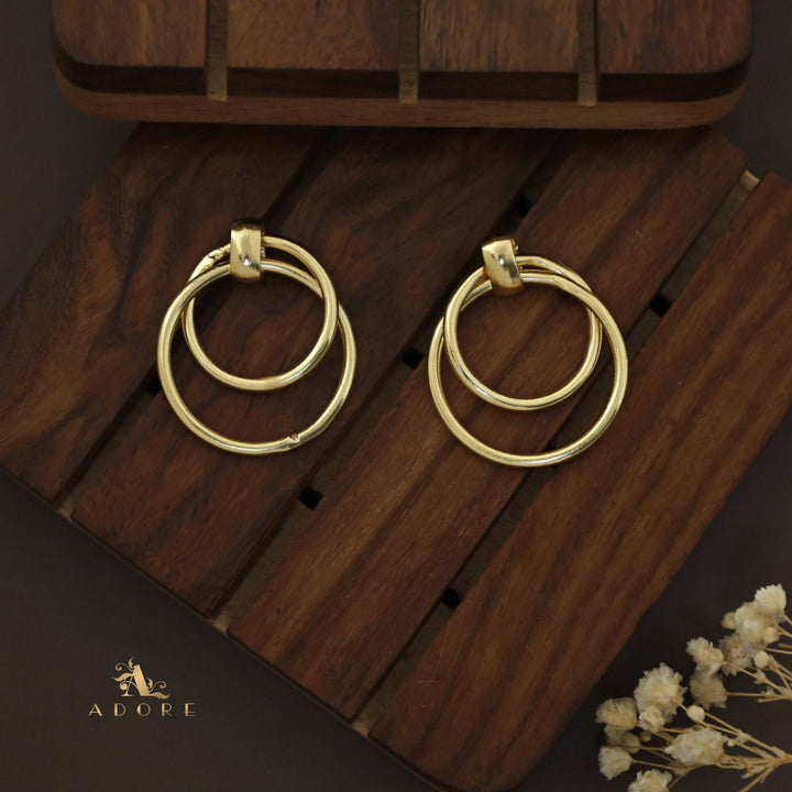 Golden Dual Circle Earring