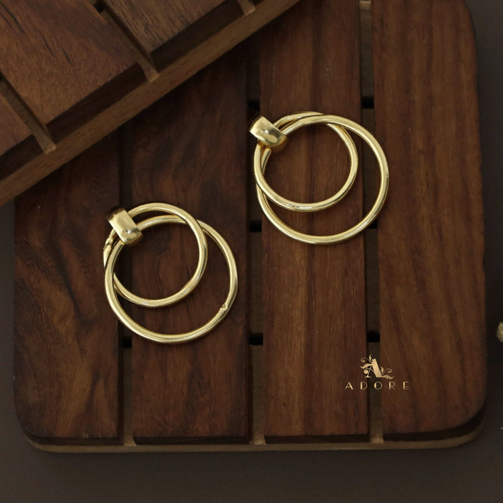 Golden Dual Circle Earring