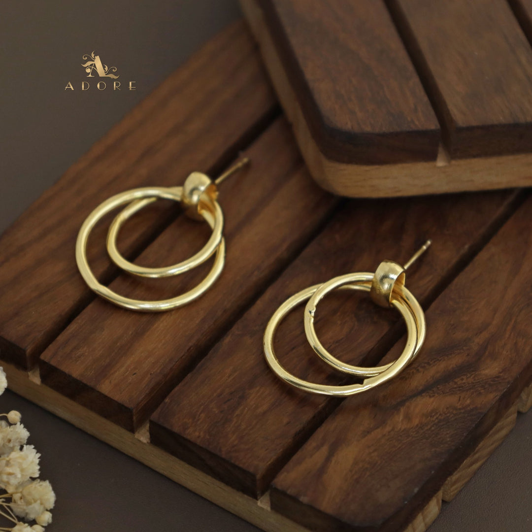 Golden Dual Circle Earring