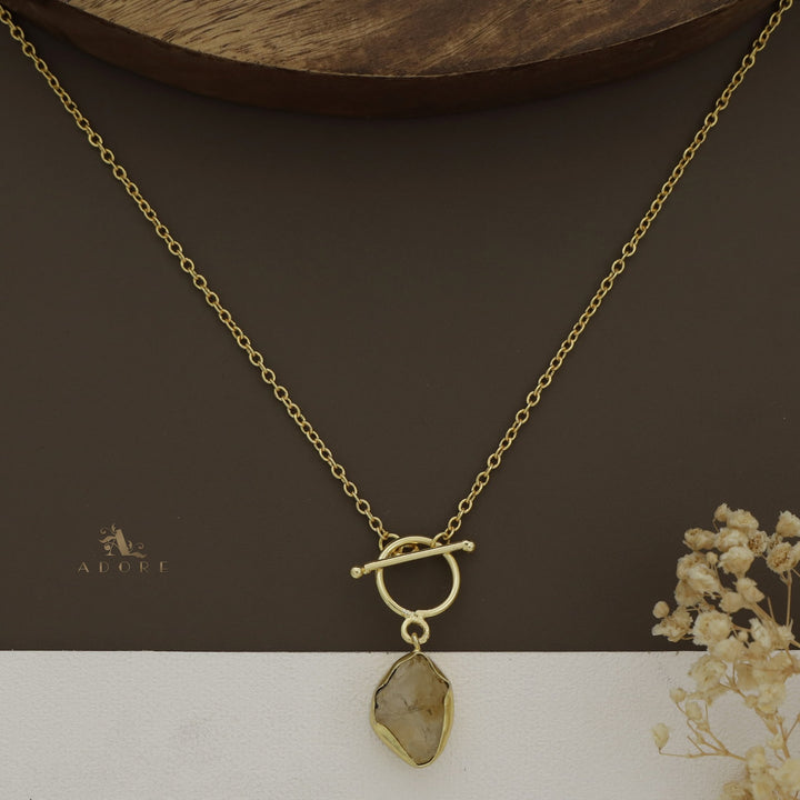 Yuka Golden Ring Raw Stone Neckpiece
